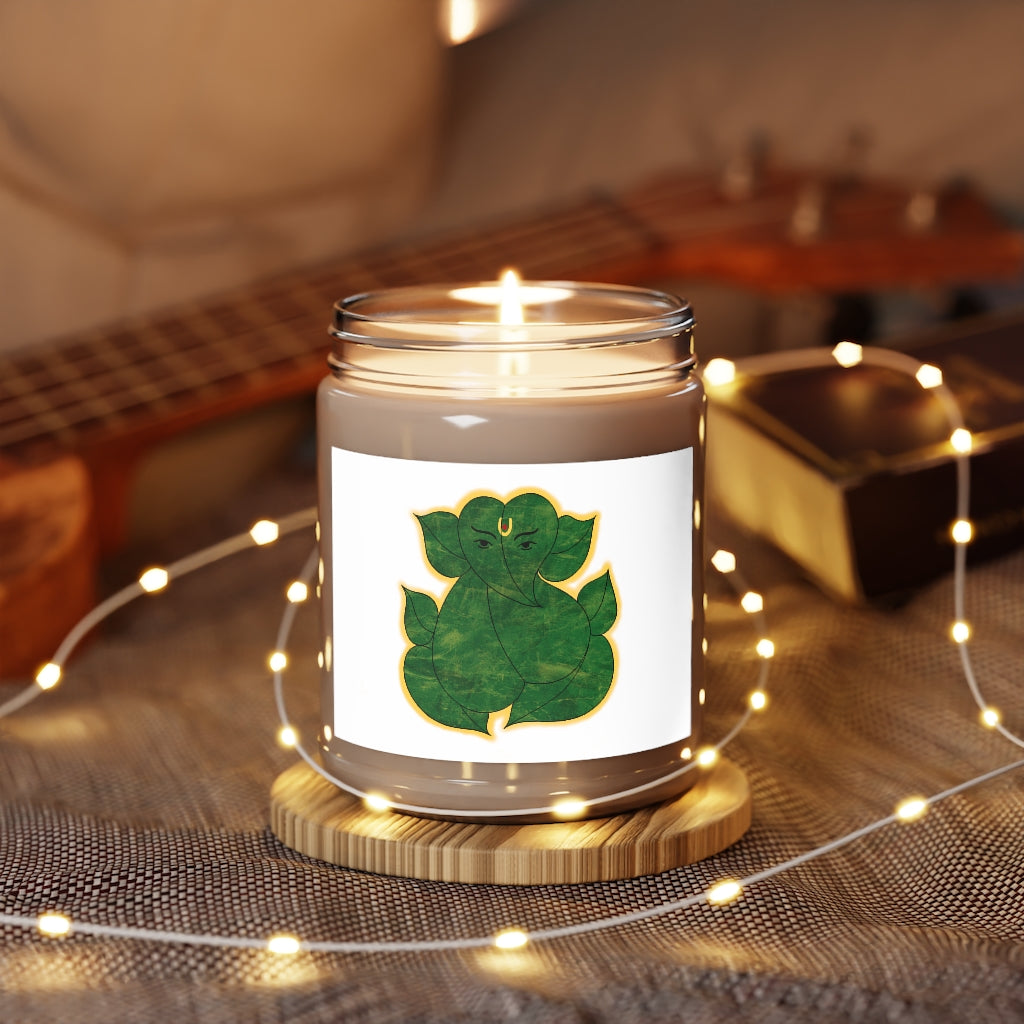 Leaf Ganesha Printed Scented Candles, 9oz